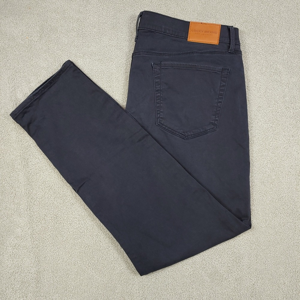 Lucky Brand 121 Slim Straight Mens 38x30 Dark Wash Pants - Cotton Blend Casual